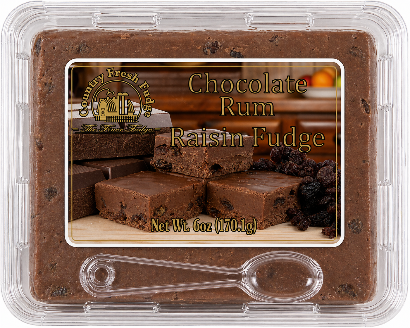 Spirit Legends Chocolate Rum Raisin Fudge (Non-Alcoholic) (Trays)