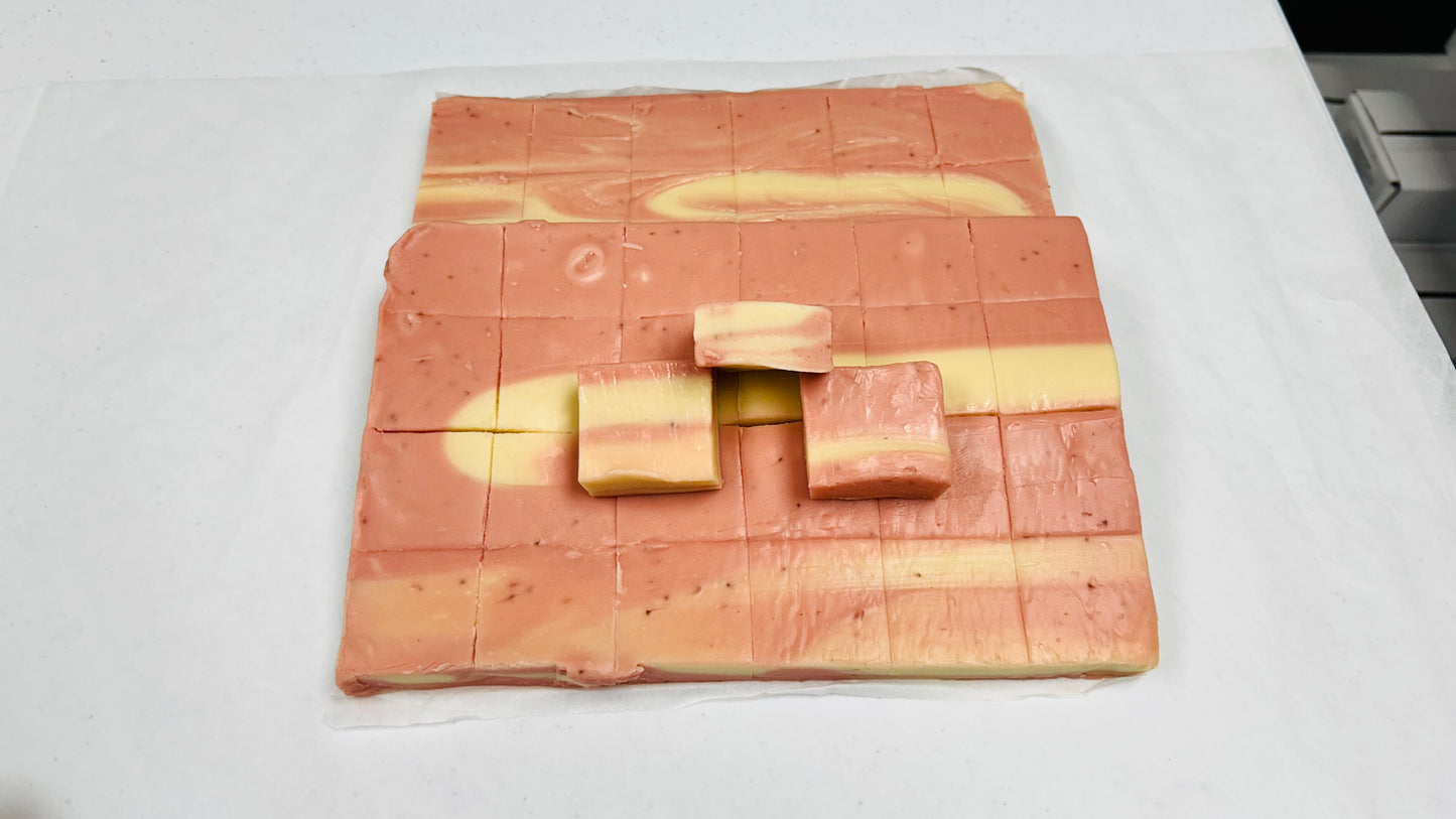 Strawberry Cheesecake Fudge - (48) 2oz Pre-Cut Pieces - 6lb Total Weight