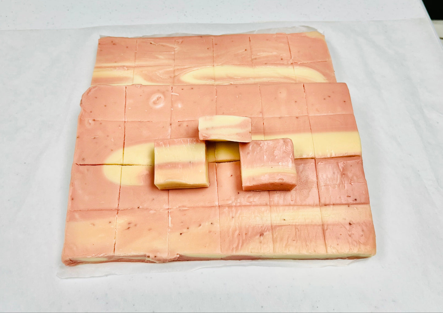 Strawberries N' Cream Fudge - (48) 2oz Pre-Cut Pieces - 6lb Total Weight