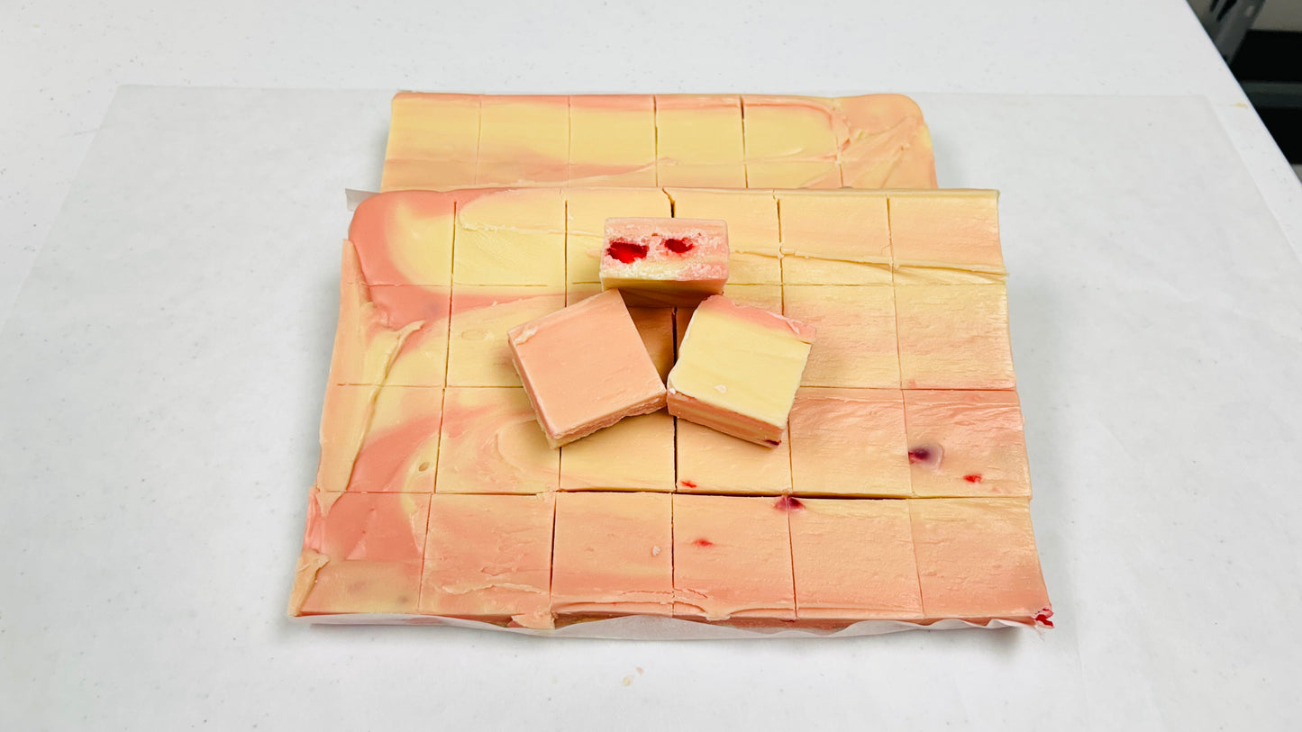 Cherry Vanilla Fudge - (48) 2oz Pre-Cut Pieces - 6lb Total Weight