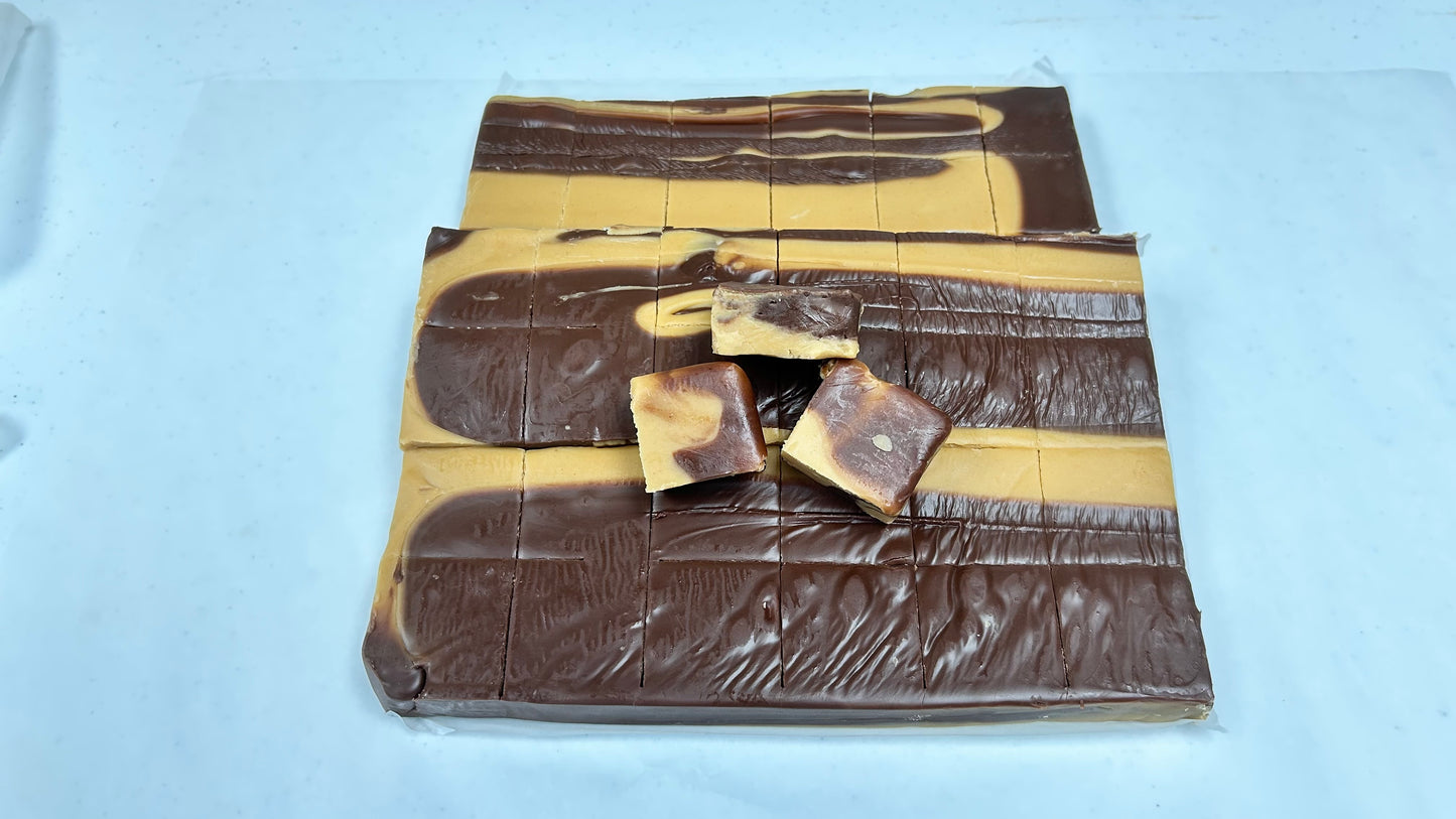 Chocolate Peanut Butter Fudge - (48) 2oz Pre-Cut Pieces - 6lb Total Weight