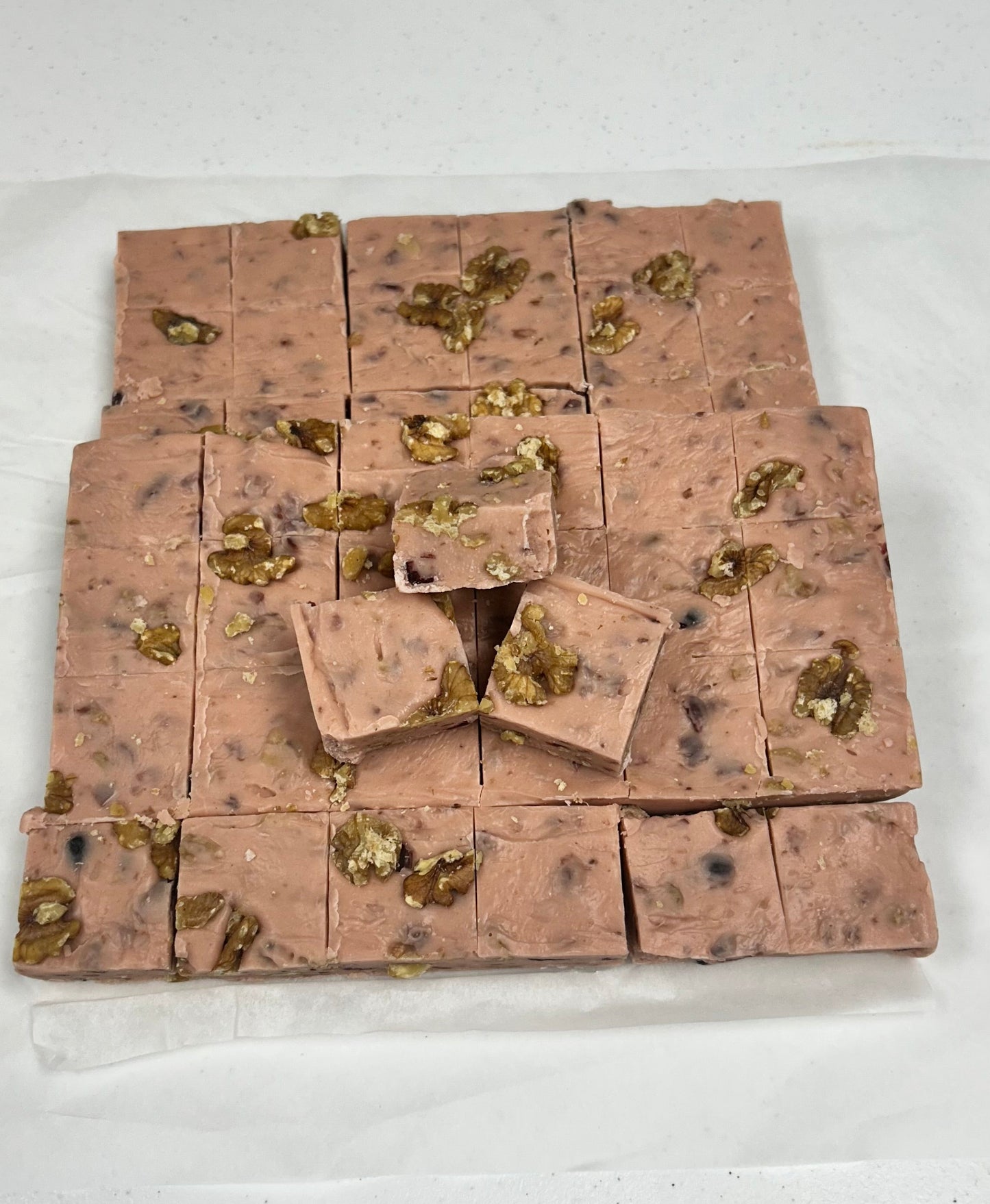 Cranberry Walnut Fudge - (48) 2oz Pre-Cut Pieces - 6lb Total Weight