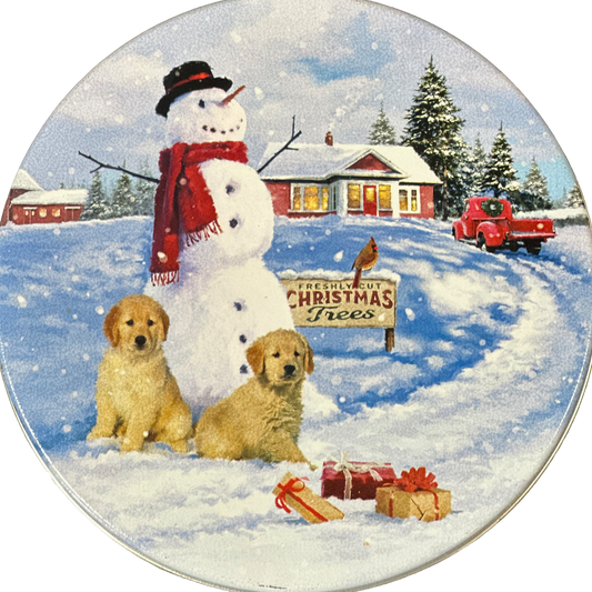Snowman With Labs Decorative Fudge Tin - Country Fresh Food & Confections