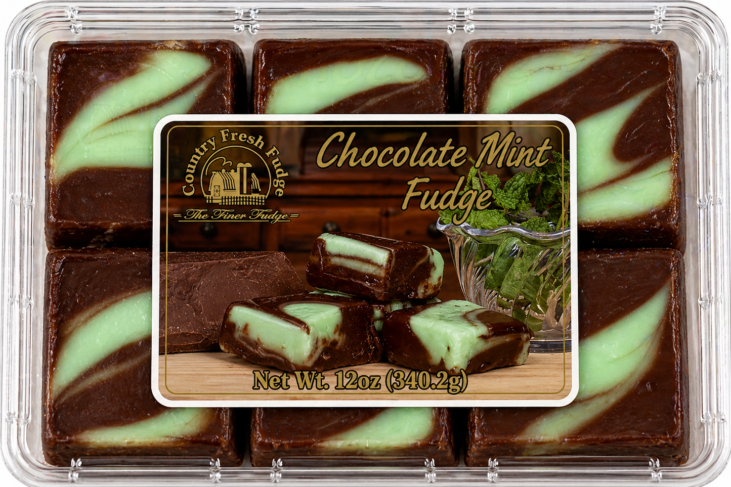 Chocolate Mint Swirl Fudge (Trays)