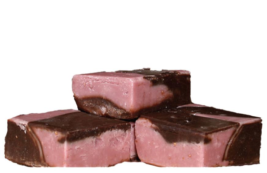 Fudge Candy Raspberry Chocolate Raspberry Fudge - (48) 2oz Pre-Cut Pieces - 6lb Total Weight ...