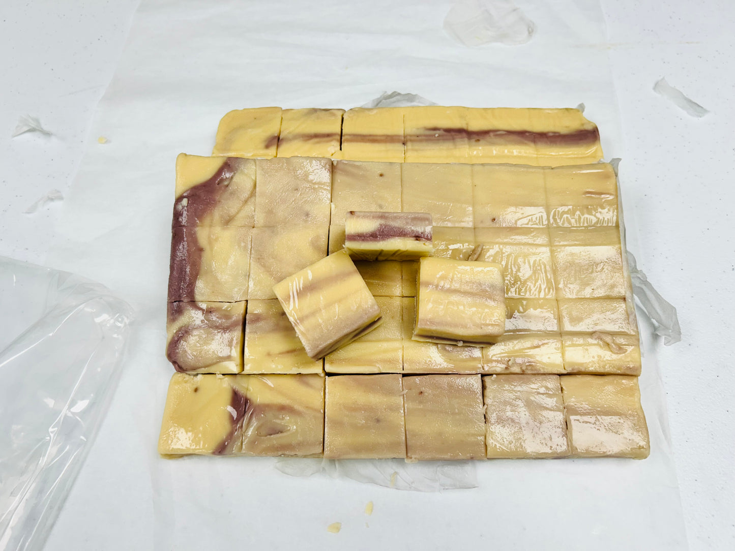 Black Raspberry Cheesecake Fudge - (48) 2oz Pre-Cut Pieces - 6lb Total Weight