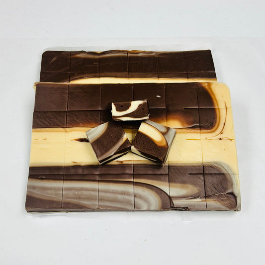 Chocolate Vanilla Swirl Fudge- (48) 2oz Pre-Cut Pieces - 6lb Total Weight