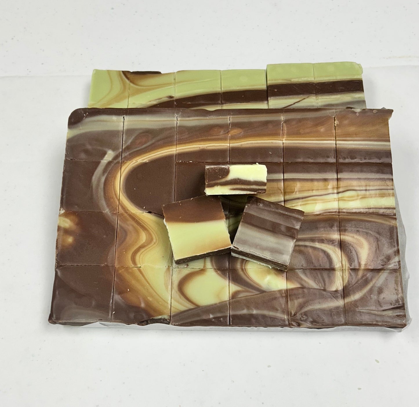 Chocolate Mint Swirl Fudge - (48) 2oz Pre-Cut Pieces - 6lb Total Weight