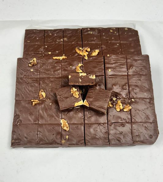 Chocolate Walnut Fudge- (48) 2oz Pre-Cut Pieces - 6lb Total Weight