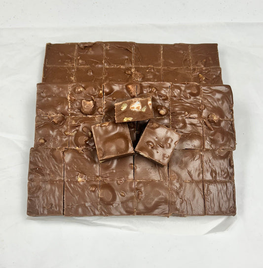 Milk Chocolate Rocky Road Fudge - (48) 2oz Pre-Cut Pieces - 6lb Total Weight