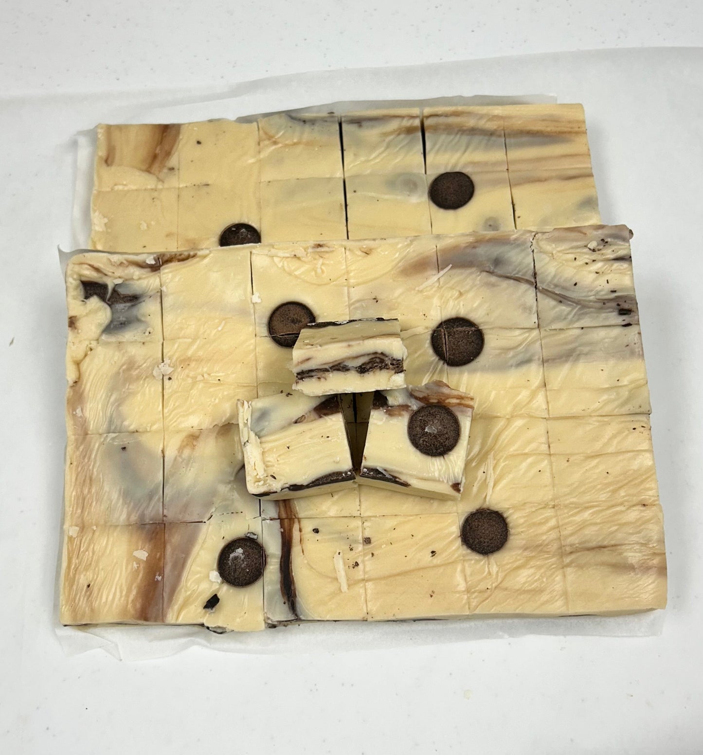 Vanilla Chocolate Chip Fudge - (48) 2oz Pre-Cut Pieces - 6lb Total Weight