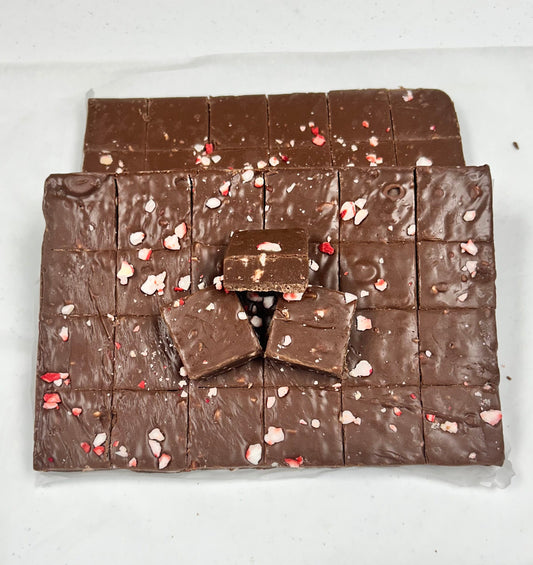 Chocolate Peppermint Fudge - (48) 2oz Pre-Cut Pieces - 6lb Total Weight