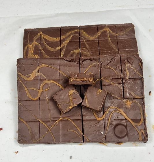 Sea Salted Chocolate Caramel Fudge - (48) 2oz Pre-Cut Pieces - 6lb Total Weight