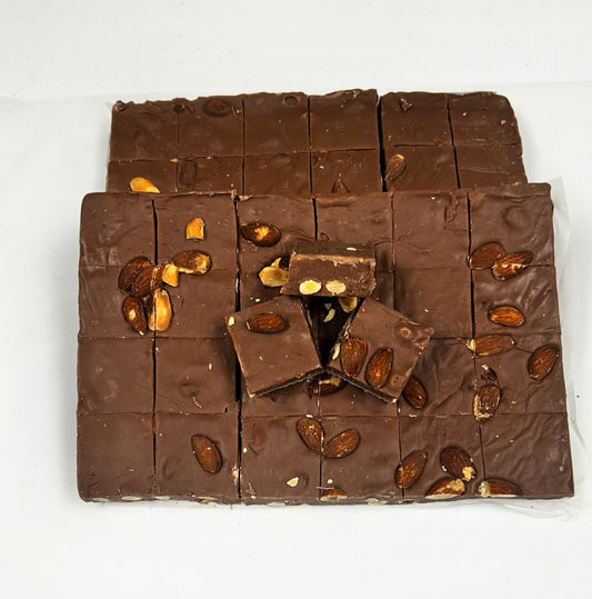 Chocolate Roasted Almond Fudge- (48) 2oz Pre-Cut Pieces - 6lb Total Weight