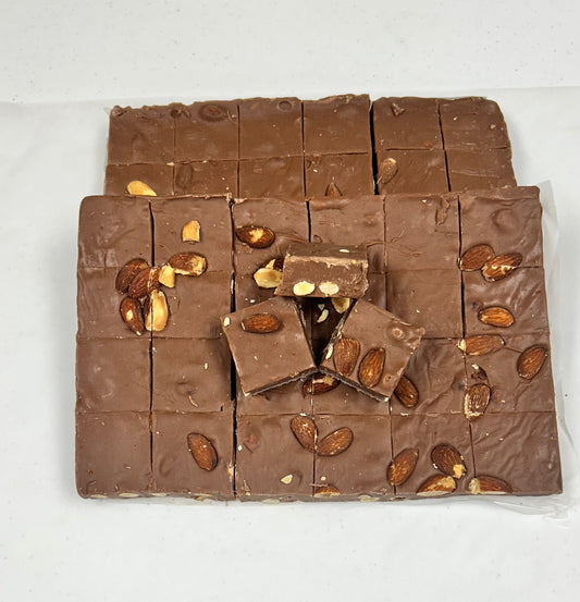 Milk Chocolate Almond Fudge -(48) 2oz Pre-Cut Pieces - 6lb Total Weight