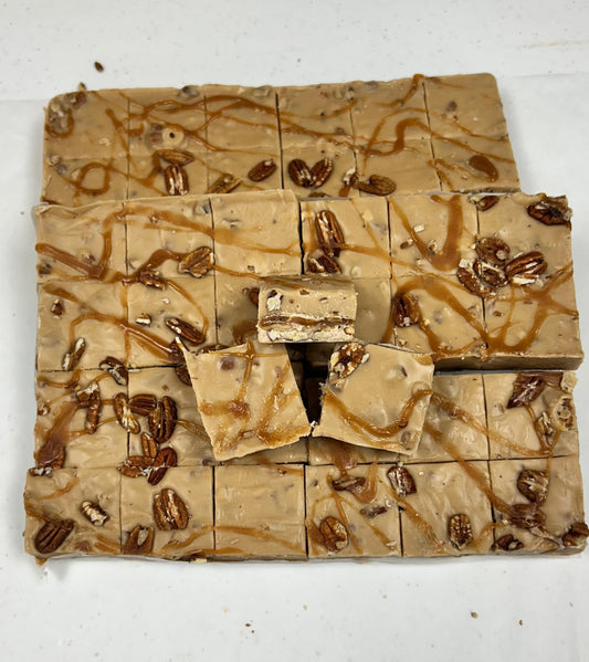 Caramel Pecan Fudge - (48) 2oz Pre-Cut Pieces - 6lb Total Weight