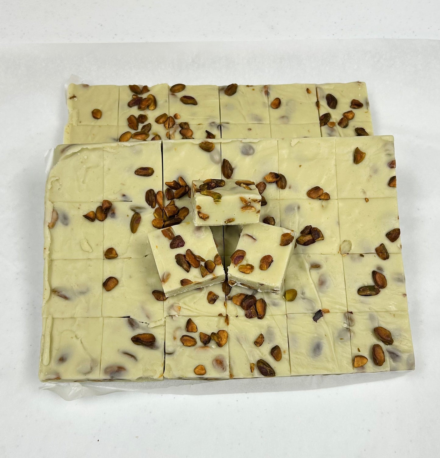 Pistachio Nut Fudge - (48) 2oz Pre-Cut Pieces - 6lb Total Weight