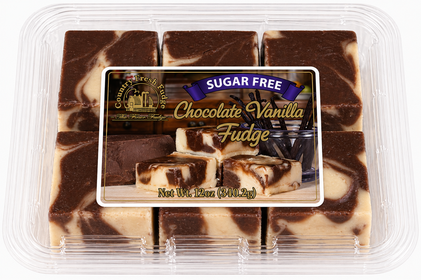 Sugar-Free Chocolate Vanilla Swirl Fudge (Trays)