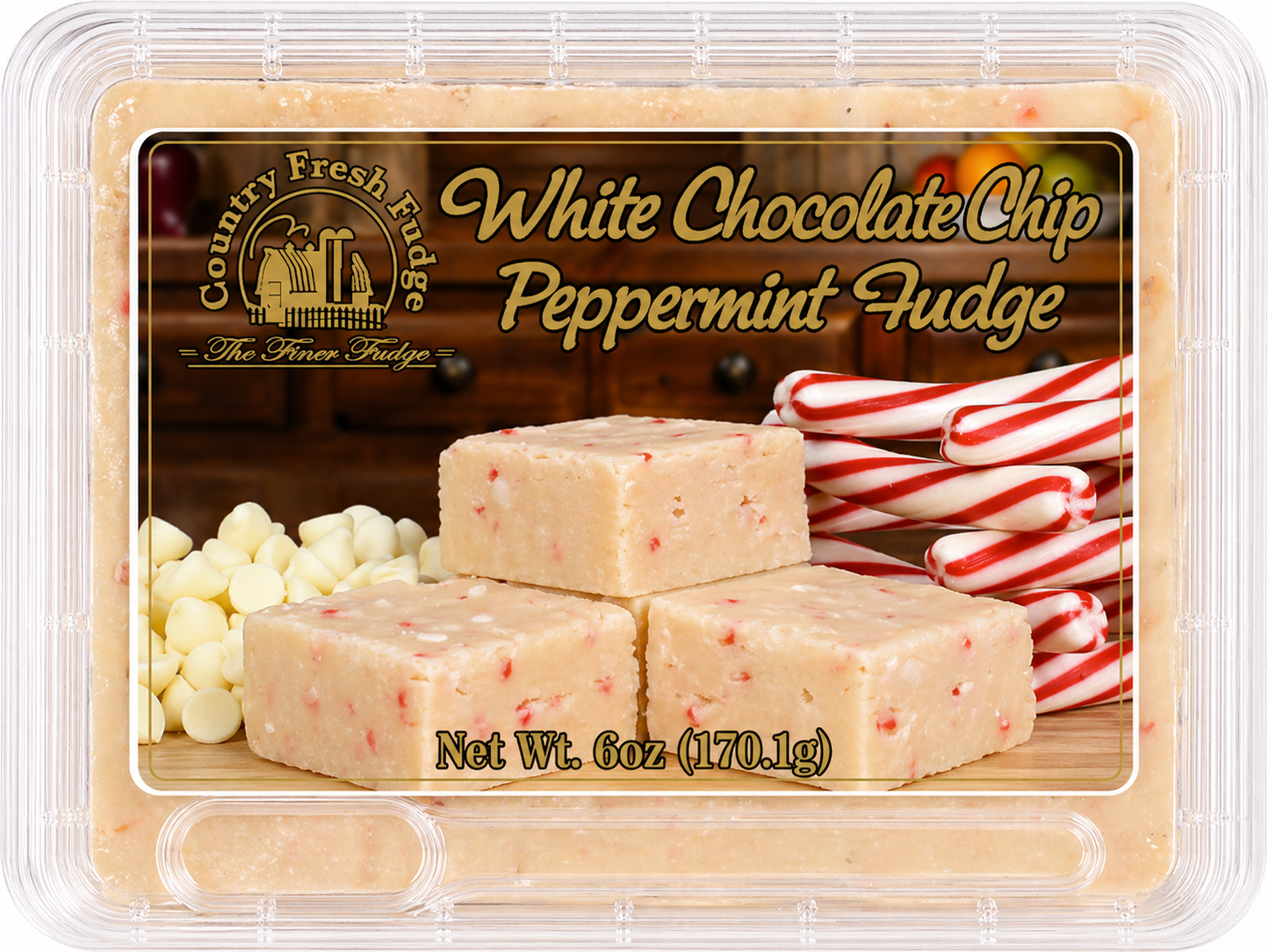 White Chocolate Chip Peppermint Fudge (Trays)